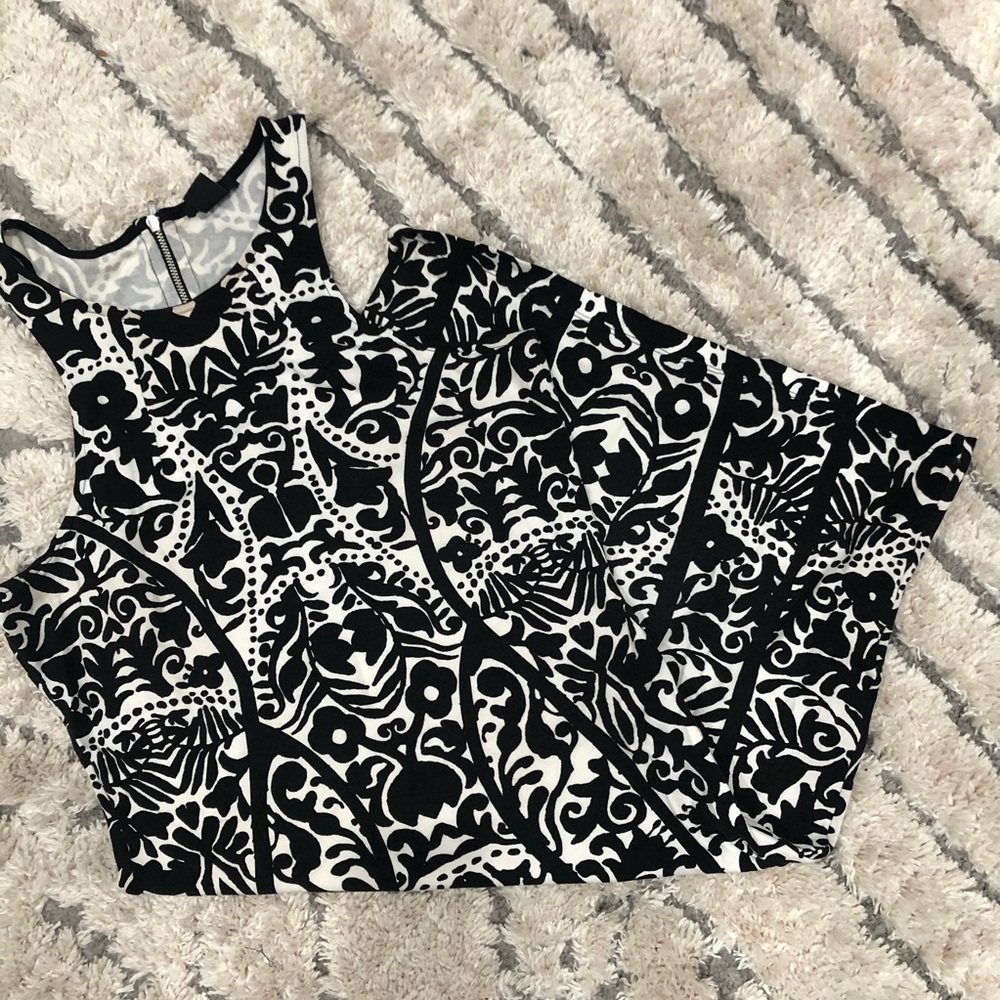 H&M Abstract print body con stretch dress M